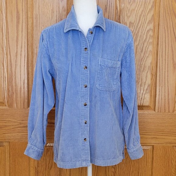 L.L.Bean Comfort Corduroy Shirt Jacket Shacket Cornflower Blue Size Medium - Picture 3 of 12